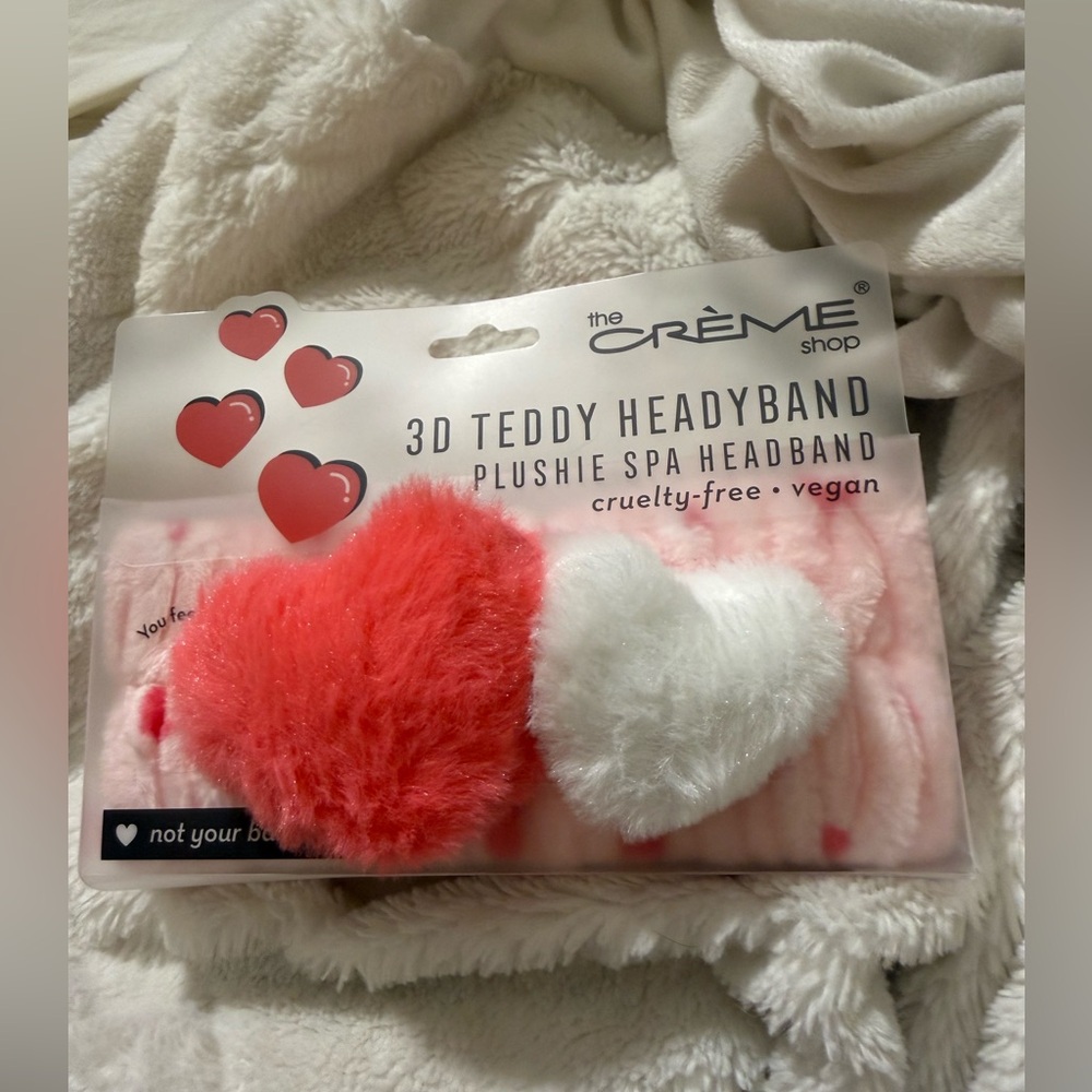 NIB The Crème Shop 3D Teddy HeadyBand Plushie Spa Headband Vegan